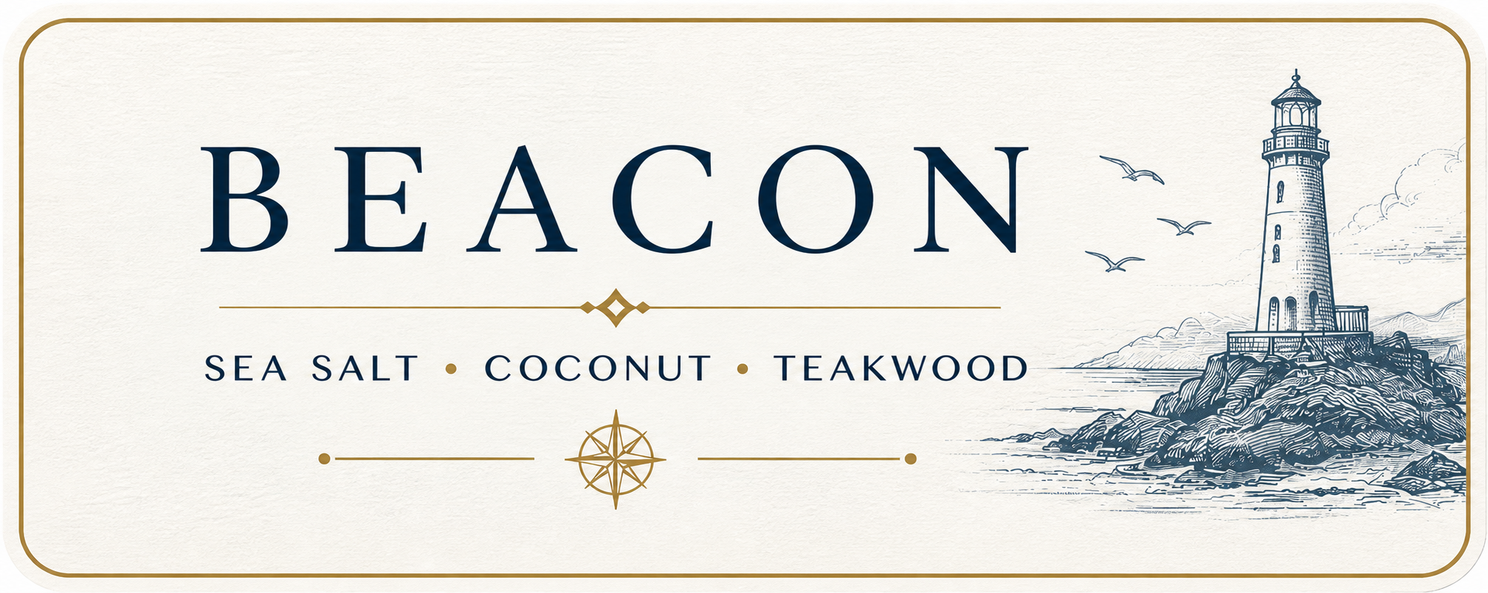 Beacon label: Sea salt • Coconut • Teakwood